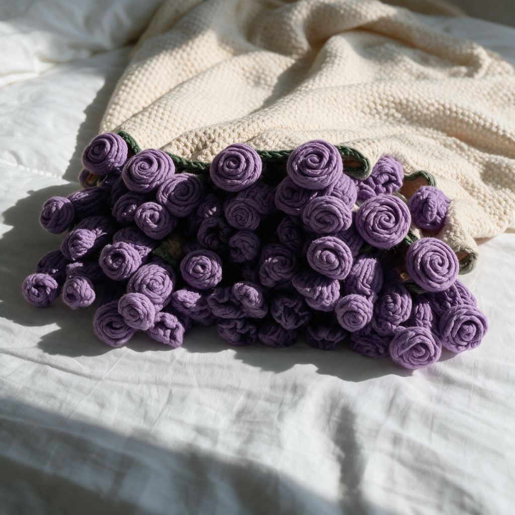 Purple Roses Bouquet Blanket