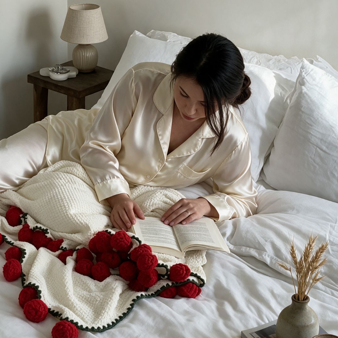Red Roses Bouquet Blanket