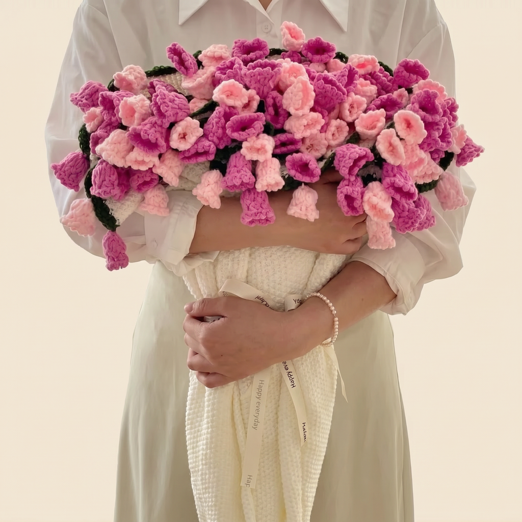 Floral Garden Bouquet Blanket - Blossom Pink Flower Garden - hand-crocheted bouquet that unfolds into a blanket