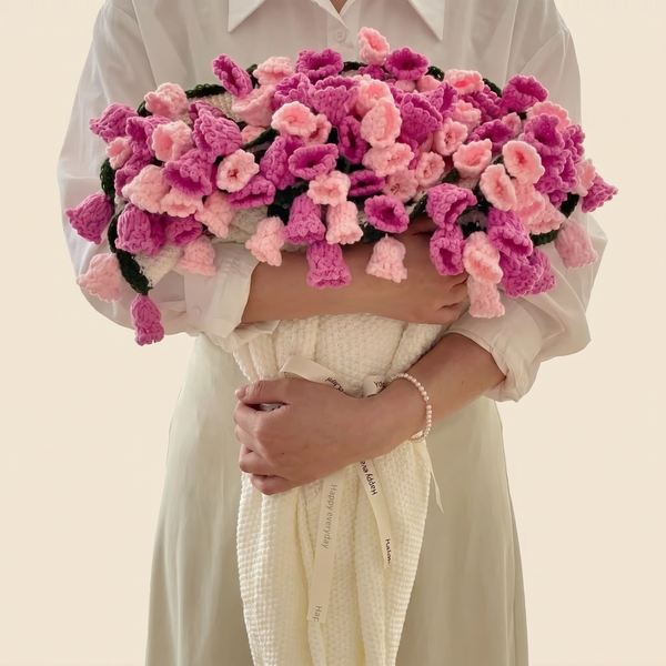 Floral Garden Bouquet Blanket - Blossom Pink Flower Garden - hand-crocheted bouquet that unfolds into a blanket