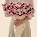 Floral Bouquet Blanket - Pink Daisies - hand-crocheted bouquet that unfolds into a blanket